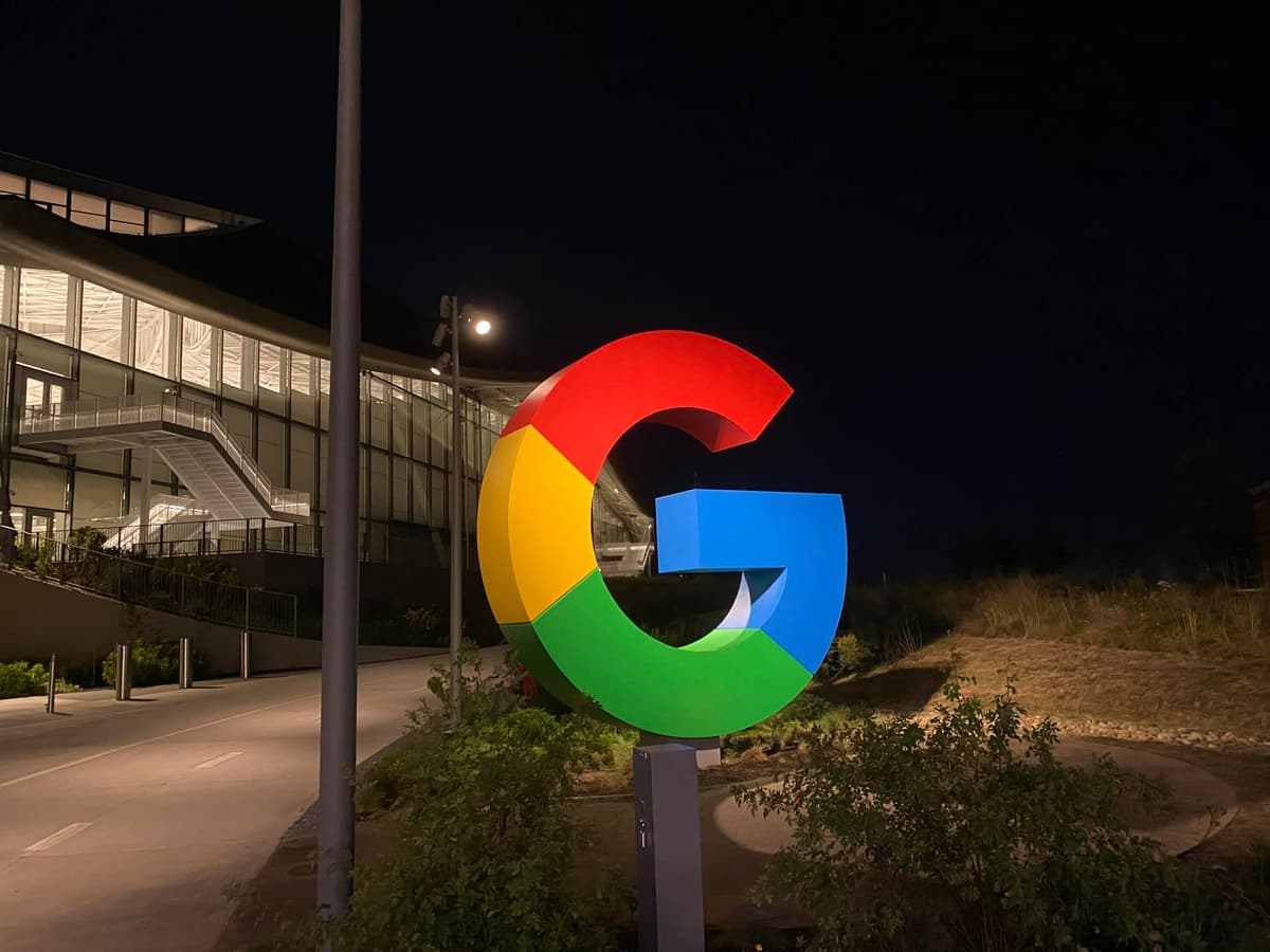 Google G logo at night