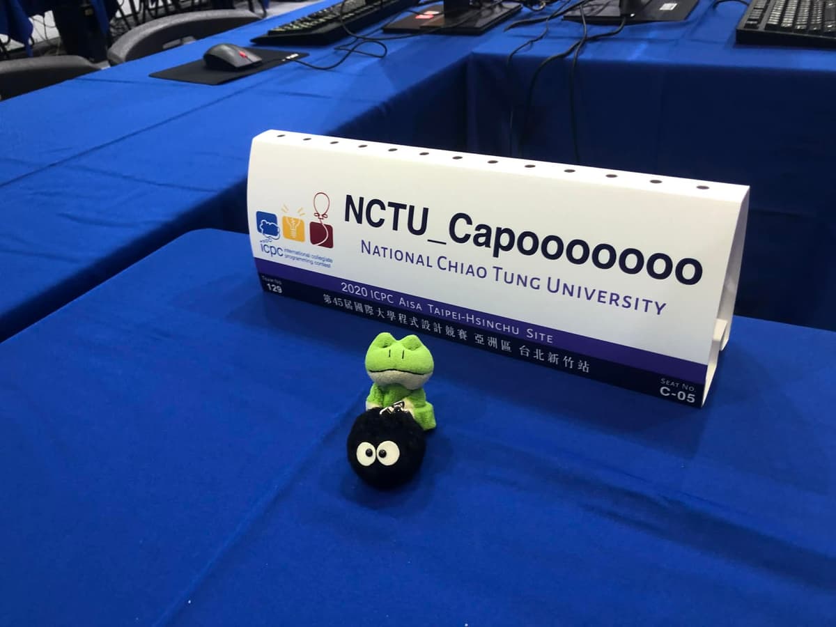 2020 ICPC Asia Taipei-Hsinchu Site — NCTU_Capooooooo